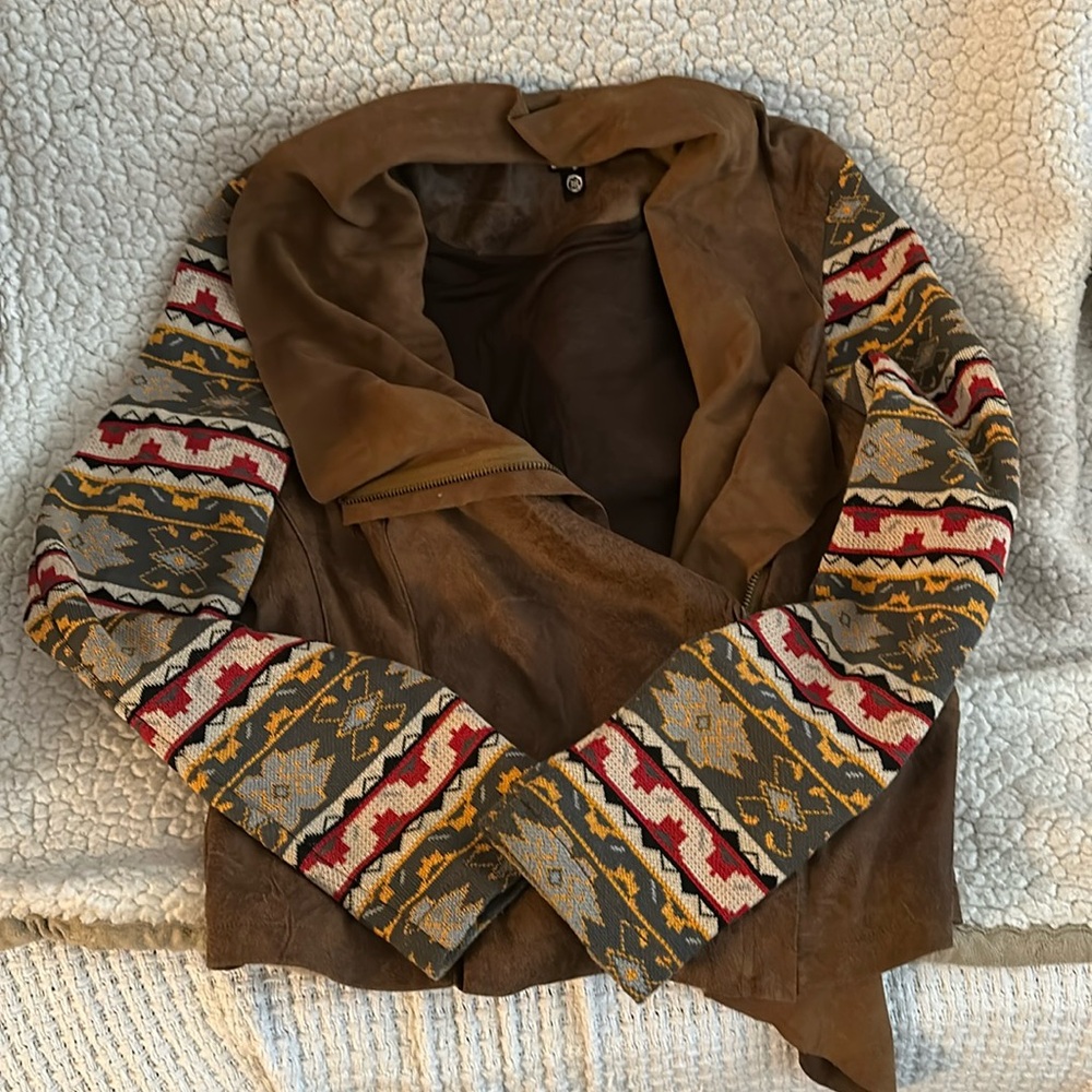 Desigual jacket brown 38 western hippie boho embroidery